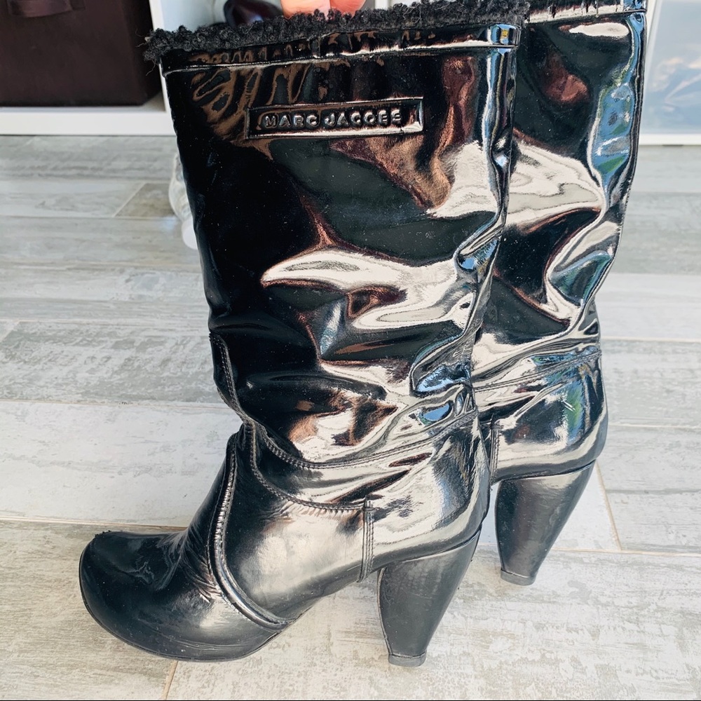 Marc Jacobs Glossy Patent Leather Vintage Widened Heels Boots - Picture 4 of 14